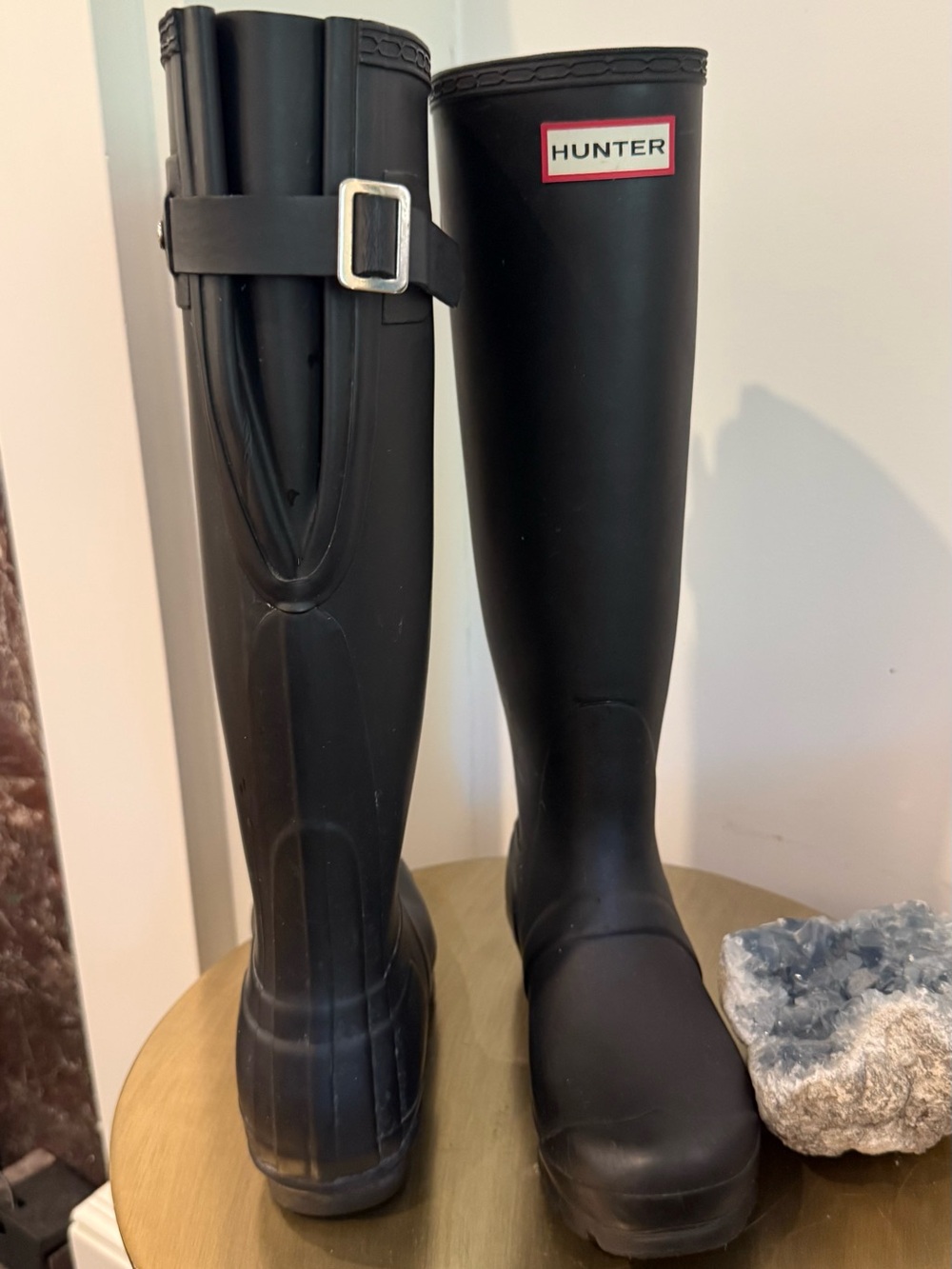 Hunter Black Knee-High Rubber Rain Boots,  Like New